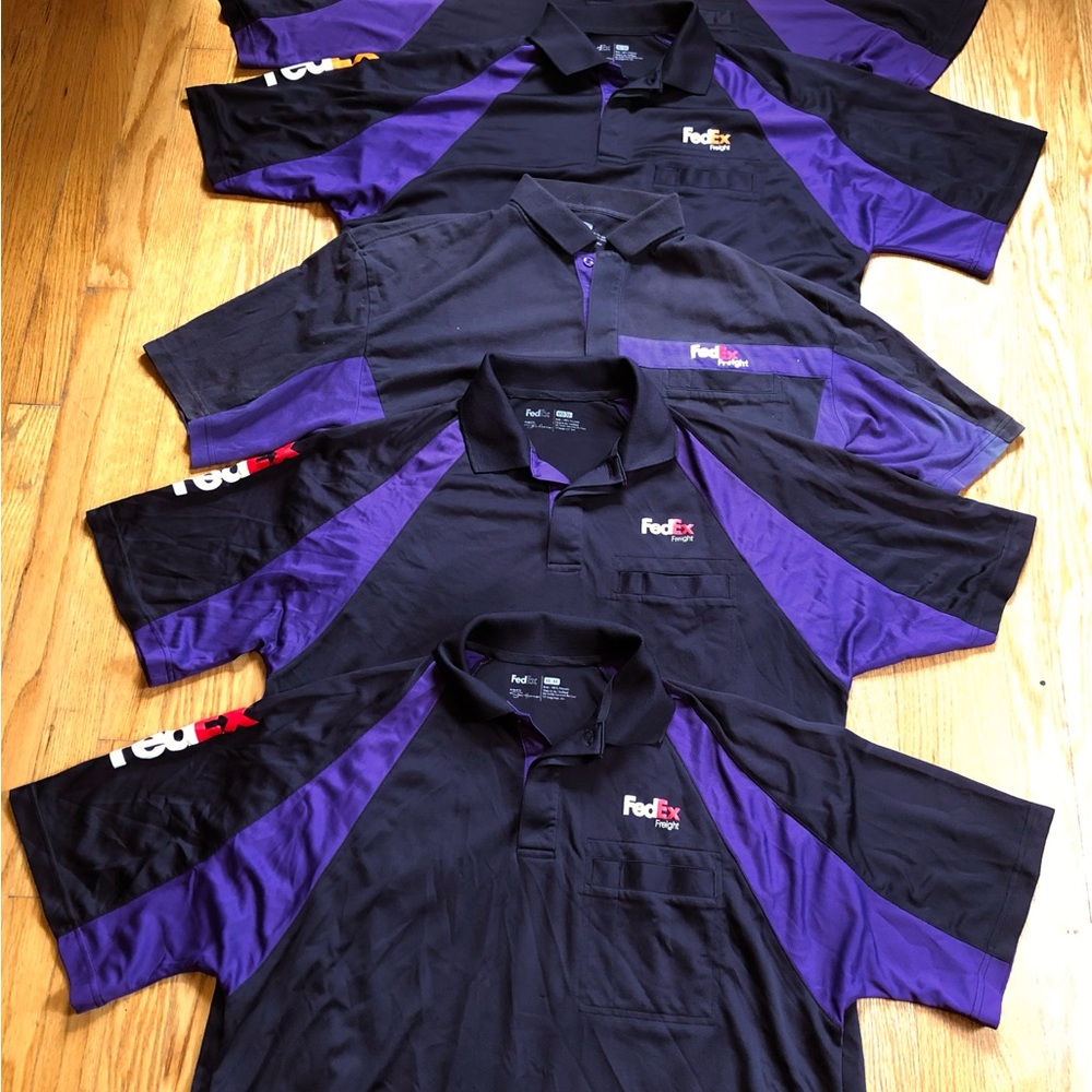 FedEx Men's Black and Purple Polo Shirt
